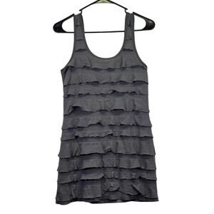Vintage Y2K Eyeshadow Gray Tiered Ruffled Mini Dress Size M Sleeveless Bodycon